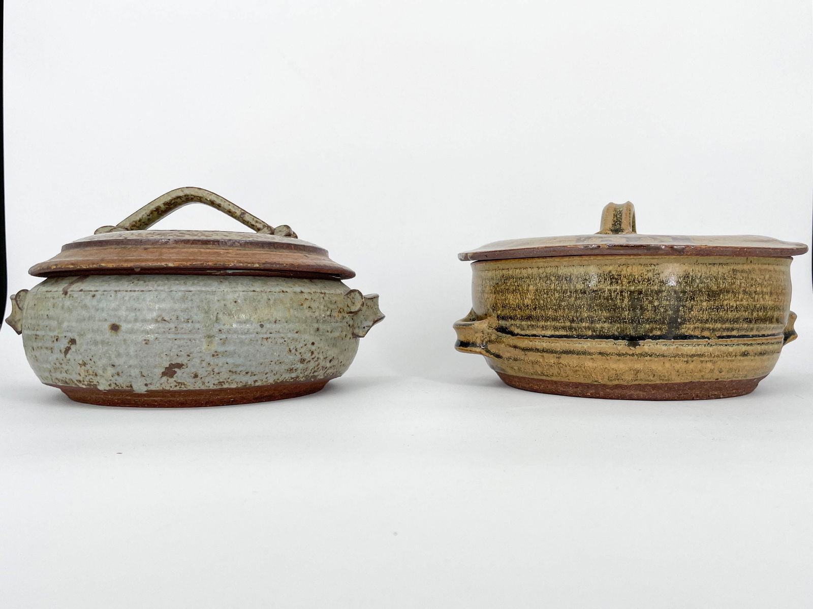 Grp of 2 Studio Pottery Stoneware Casserole Dishes (1 of 5)