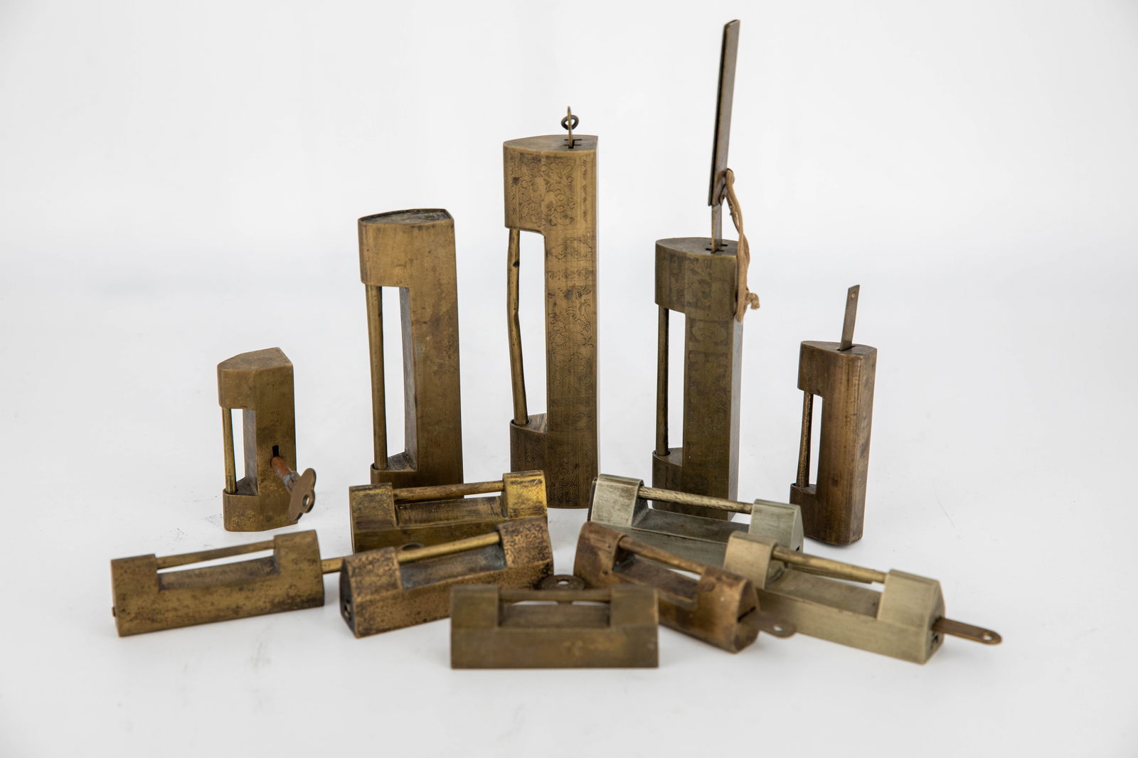 12 Antique Chinese Brass Padlocks (1 of 13)
