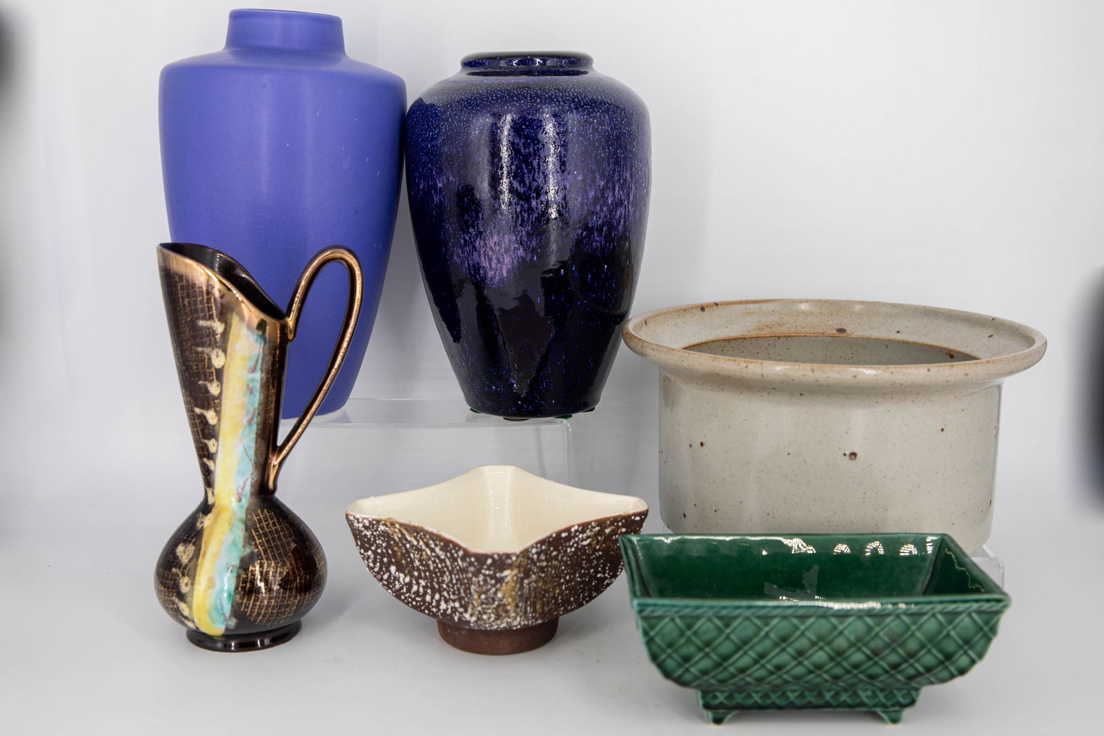 6 Vintage Pottery Vessels, Gray Steinborn, Lane & Co, West German, & More (1 of 18)