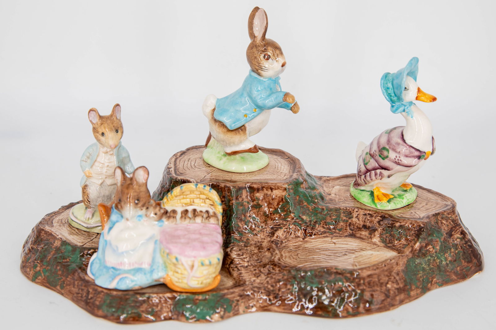 Beatrix Potter Beswick Peter Rabbit Porcelain Figures w/ Porcelain Display (1 of 11)