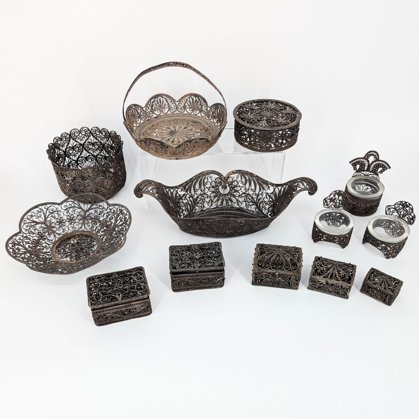 Grp 13 Silverplate Repousse & Filigree Items (1 of 10)