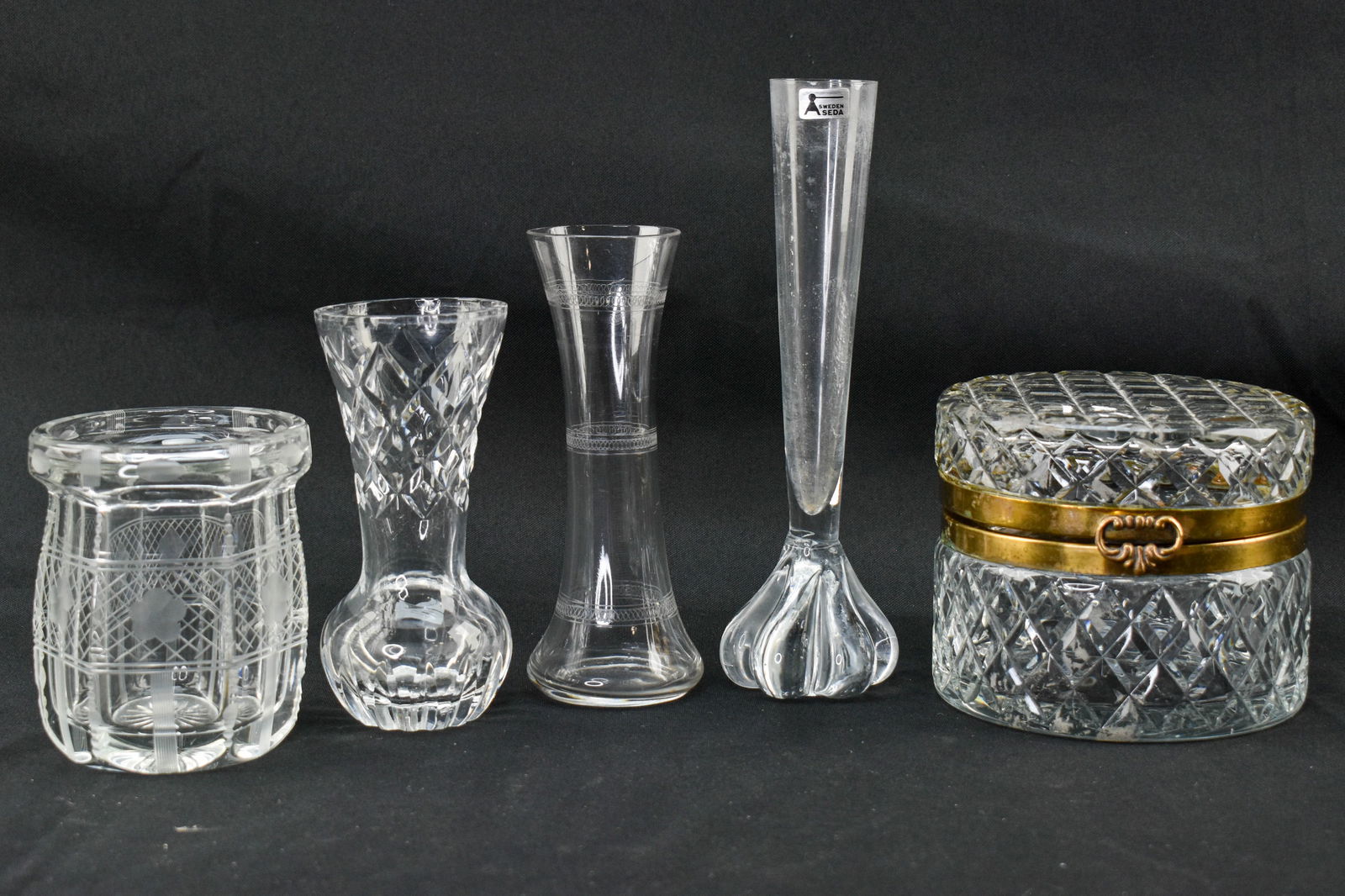 Five Glass & Crystal Vessels, Incl. Brierley, Seda Sweden (1 of 10)