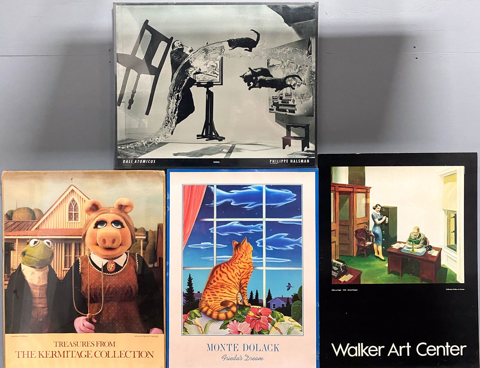 4 Posters: Dali, Kermit American Gothic, Hopper/Walker Art, Monte Dolack (1 of 17)