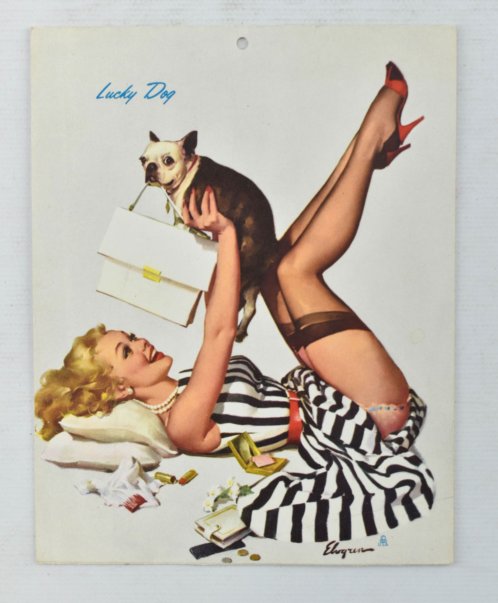 April 1960 Gil Elvgren Pin-Up Girl Pocket Calendar (1 of 4)