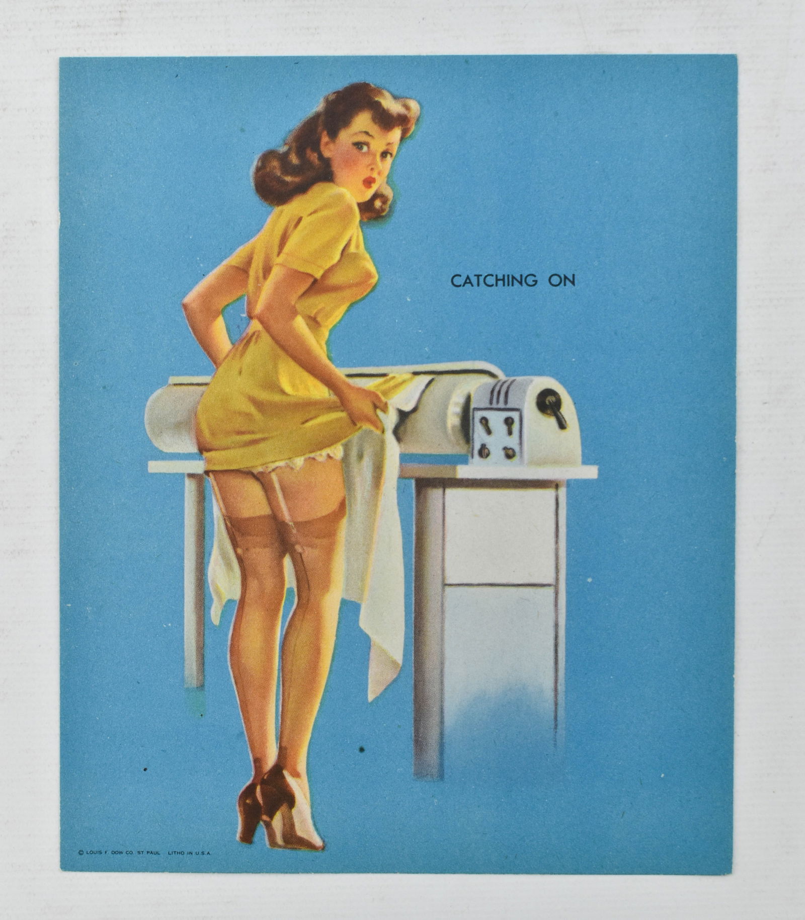 Vintage Vaughan Alden Bass 'Catching On' Pin-Up Artwork Litho (1 of 4)