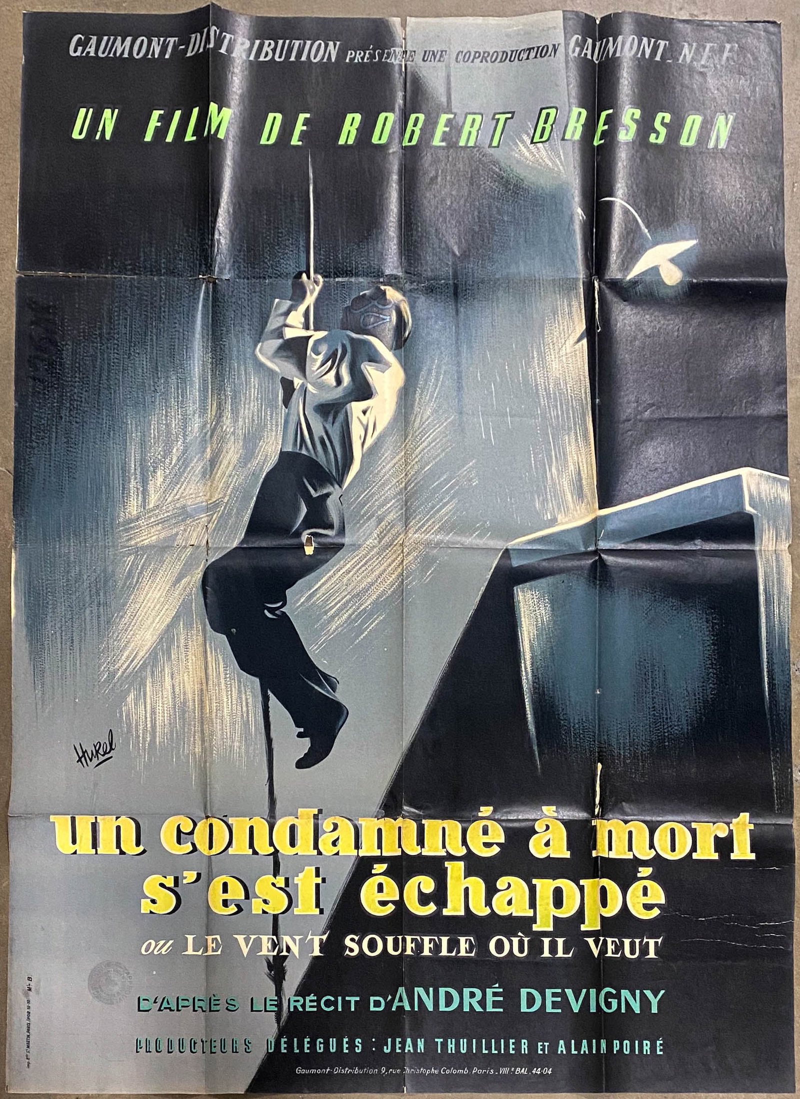 Vintage A Man Escaped Movie Poster, Bresson 1956 (1 of 13)
