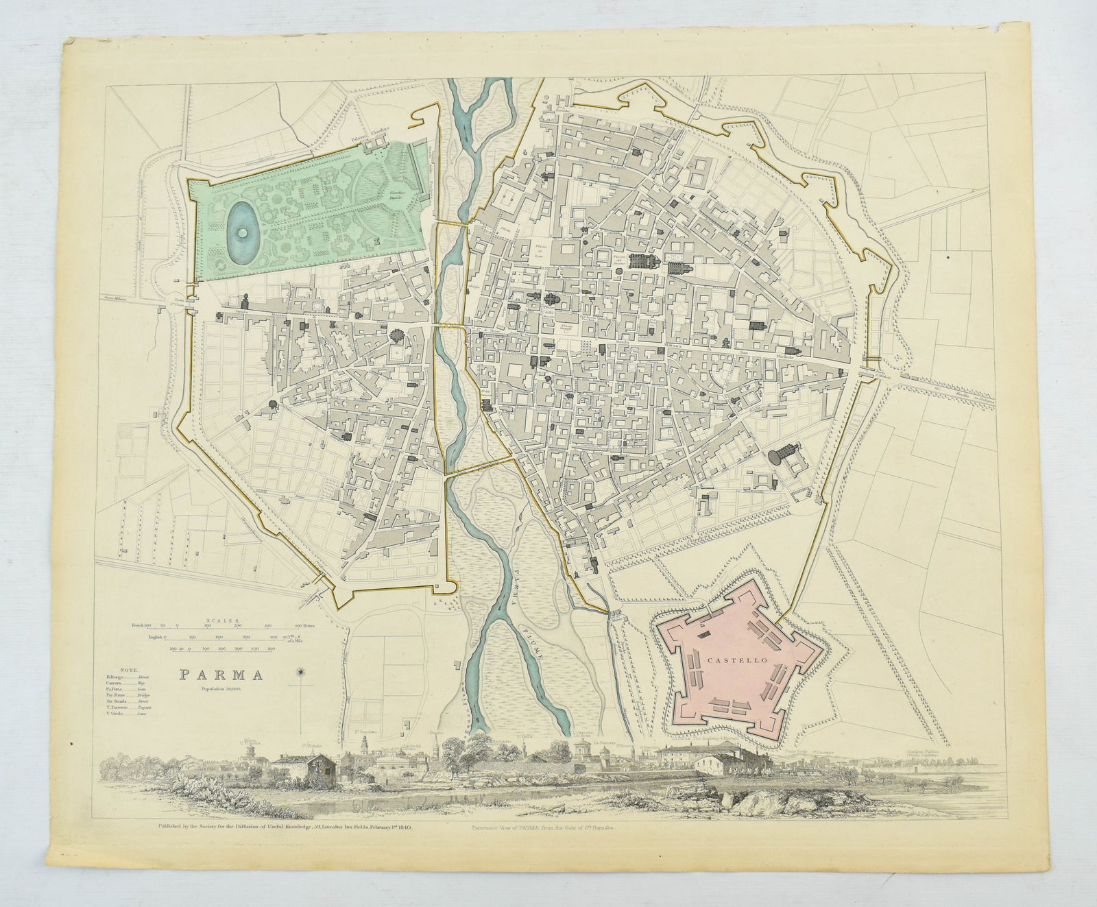 1840 Hand-colored Engraving of Map of Parma (1 of 4)