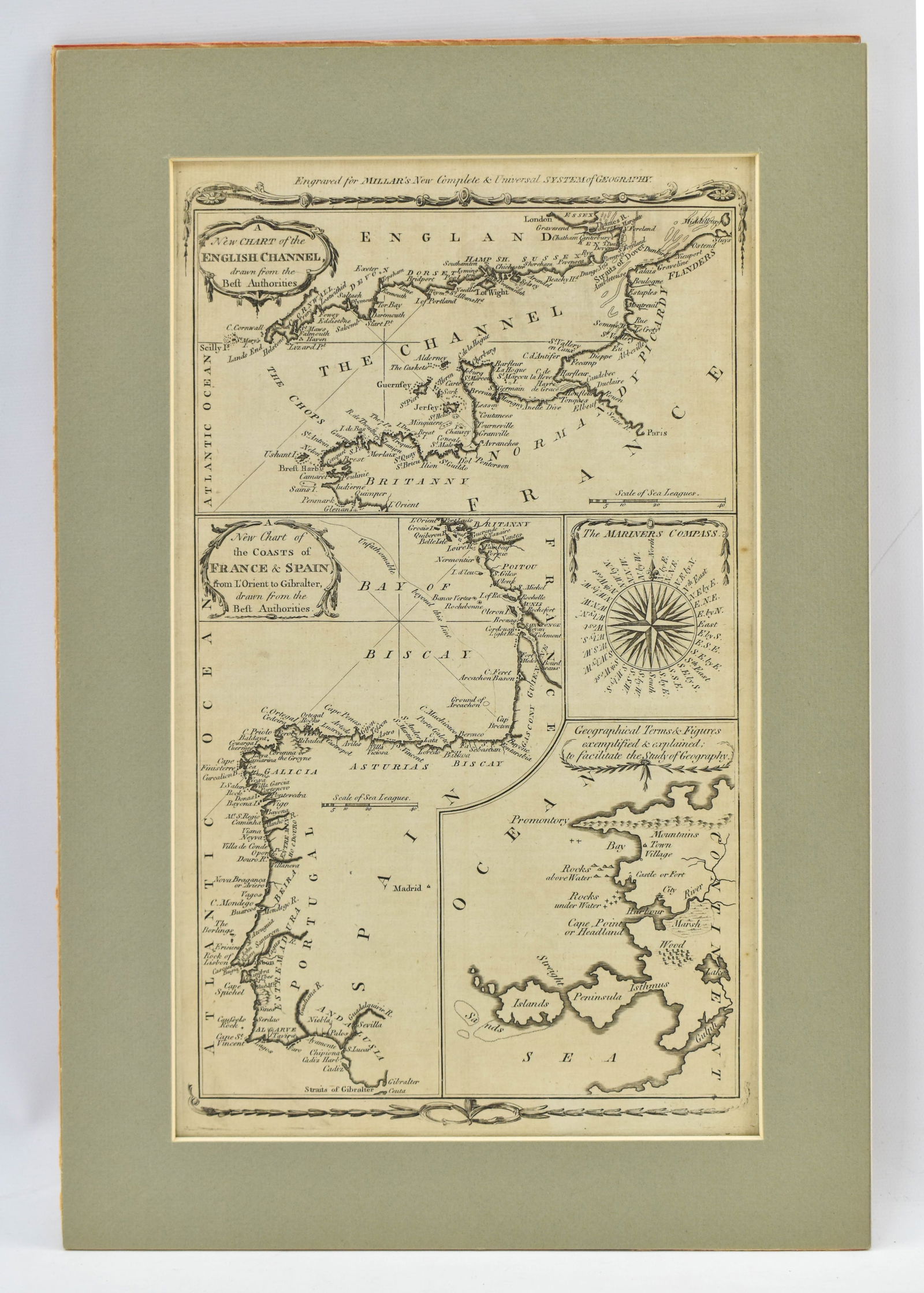 18th c. Map of The English Channel & Coasts of France and Spain (1 of 5)