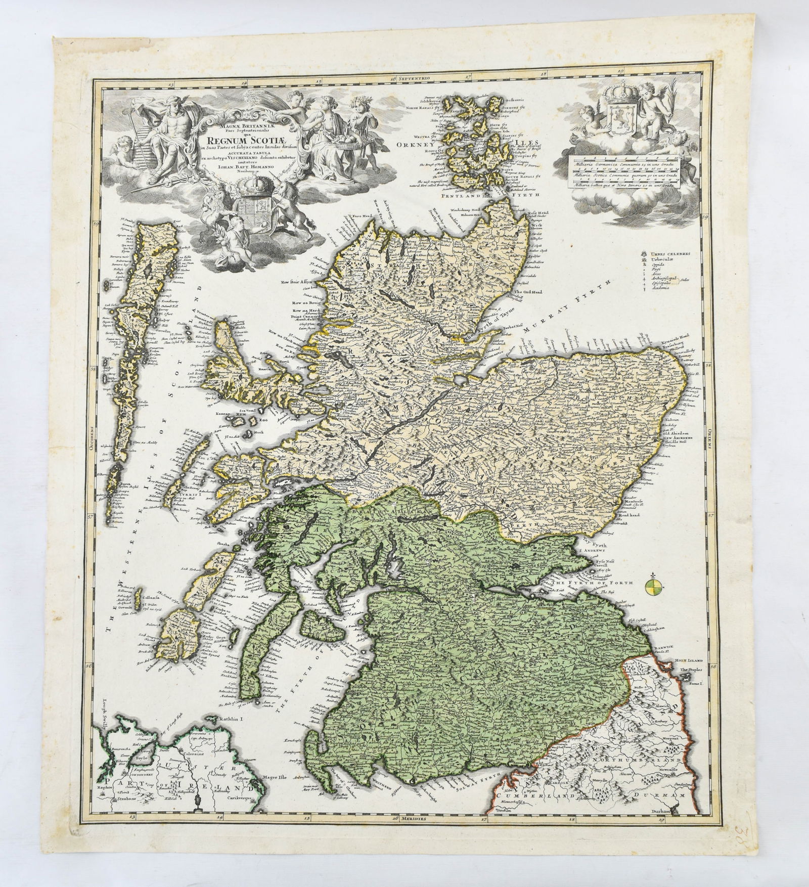 1710 Large Hand-colored Map of Great Britian (1 of 5)