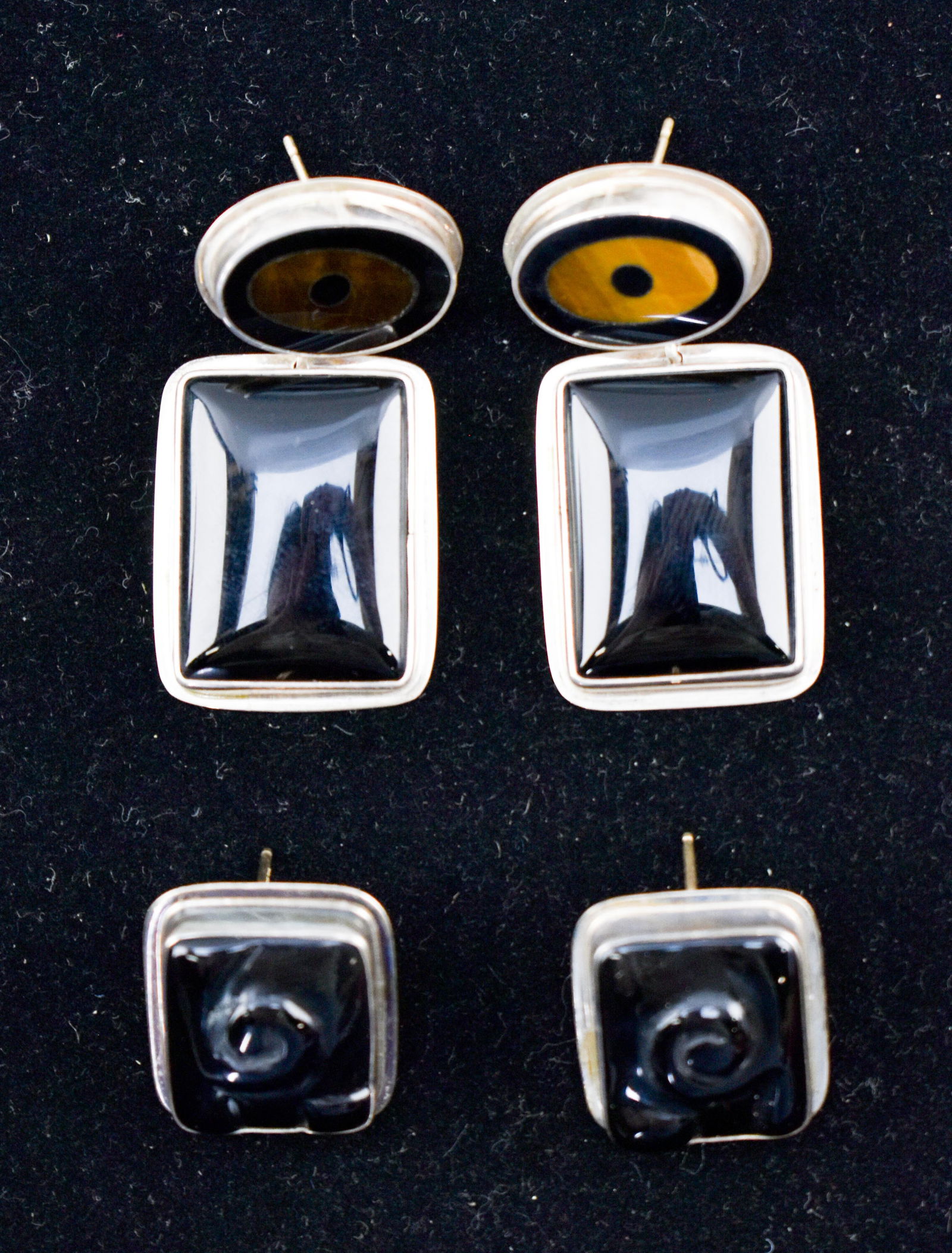 2 Pairs Tabra Sterling Silver & Onyx Earrings (1 of 5)
