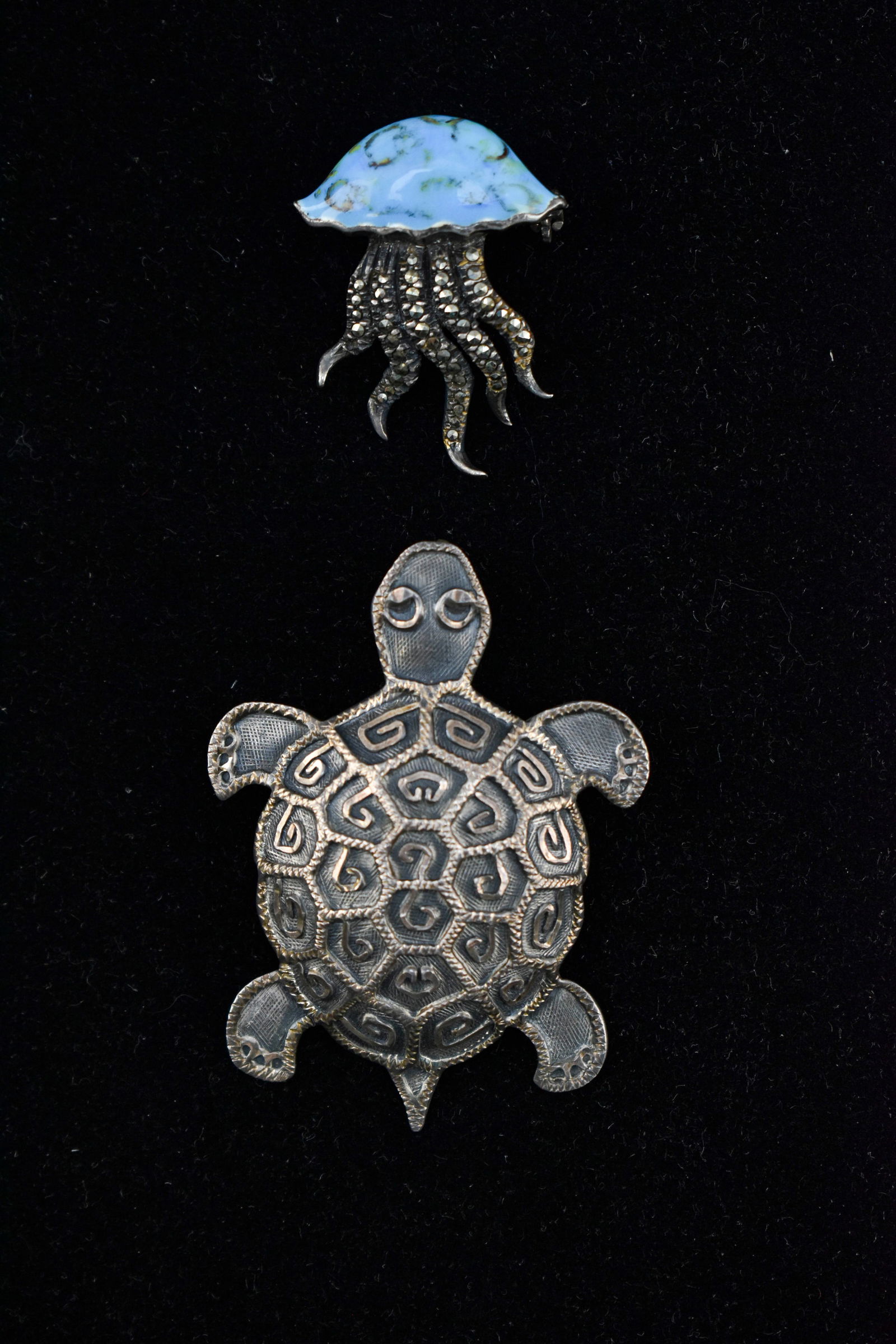 Two Aquatic-Themed Sterling Silver Brooches (1 of 4)