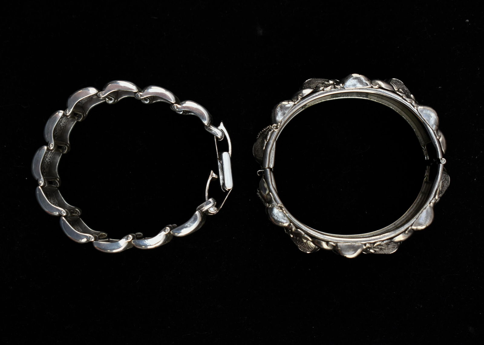 Ornate Repousse & Brighton Floral Silver Toned Bracelets (1 of 5)