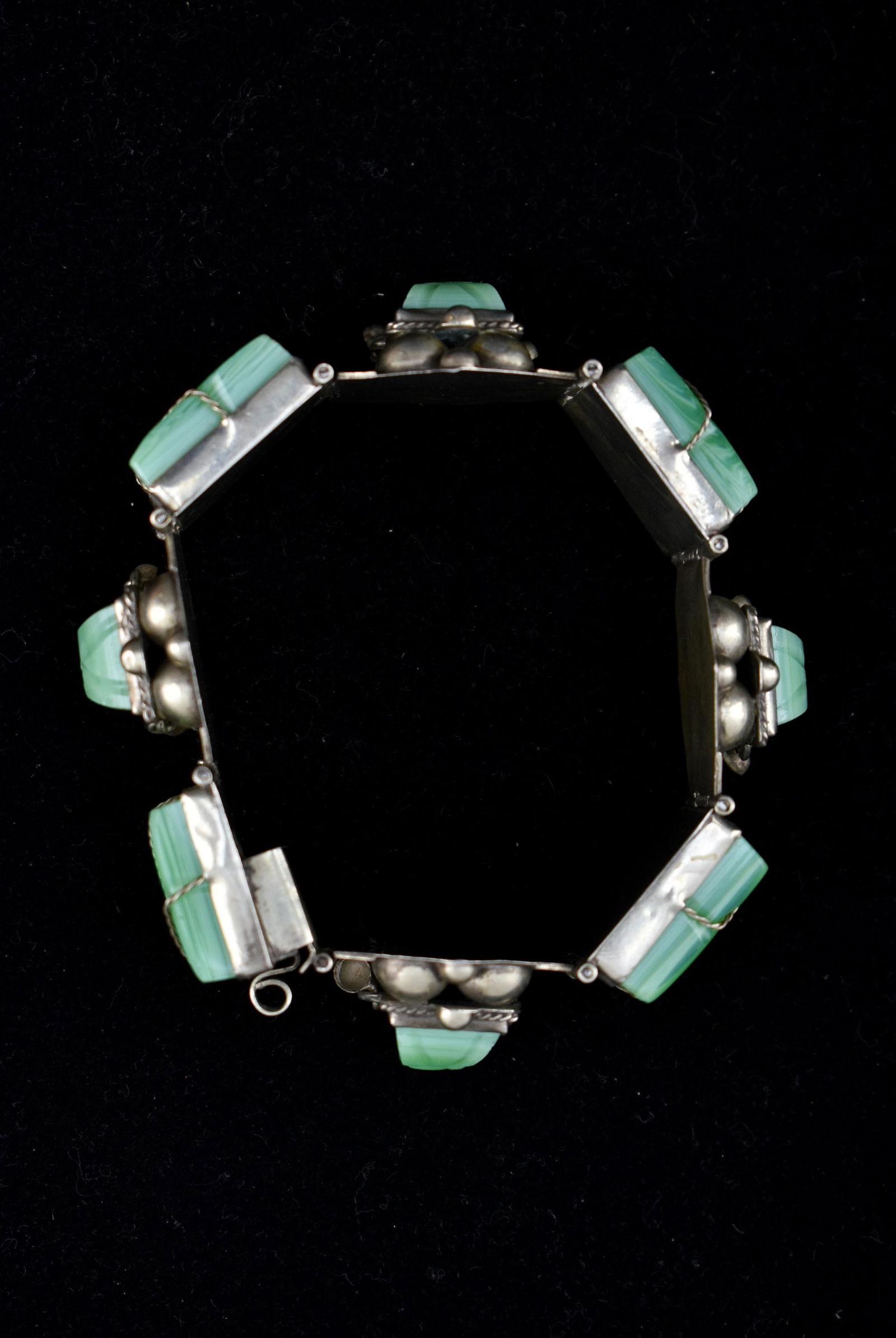 Taxco Jadeite Sterling Bracelet (1 of 5)