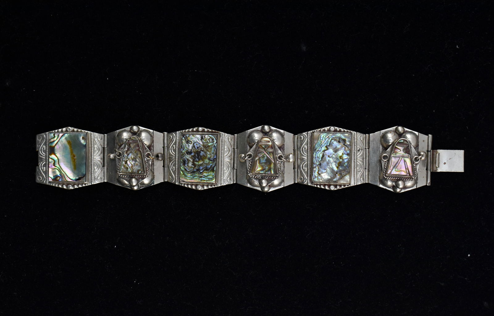 Taxco Mexican Sterling Silver & Abalone Bracelet (1 of 5)
