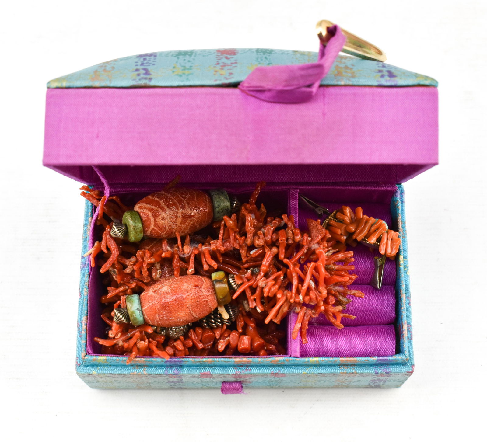 Five Pieces of Coral and Silver Jewelry (1 of 7)