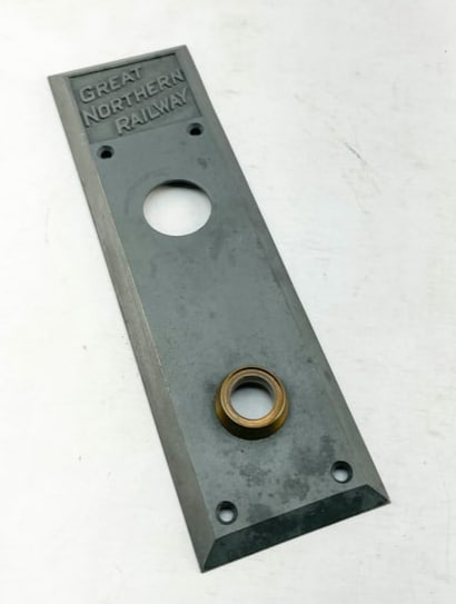 GNRY Door Handle Plate From Minneapolis Depot: Sargent brand door handle plate custom made for Great Northern Railway's offices in the Minneapolis Depot.10 x 3 x 1