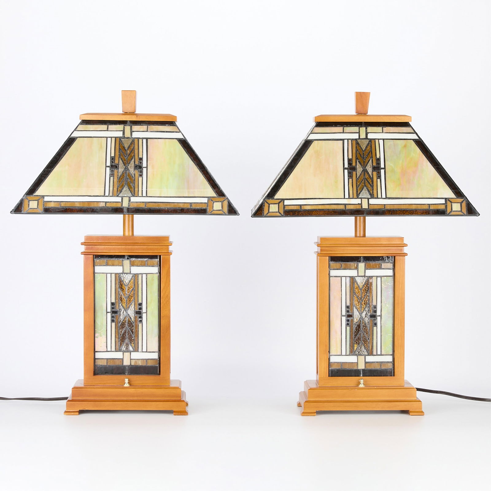 Pair of Robert Louis Tiffany Mission Style Stained Glass Lamps (1 of 11)