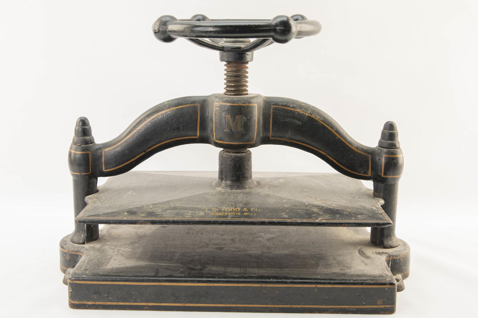 Antique J.S. Todd & Co. Painted Cast Iron Book Press (1 of 8)