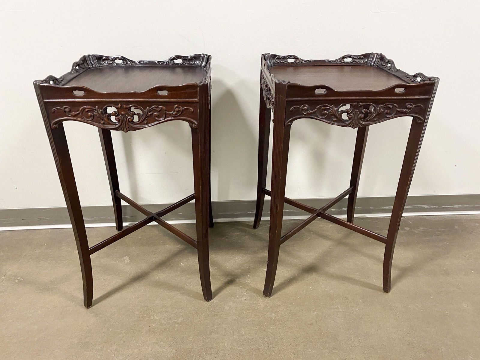 Pair John M. Smyth & Co. Carved Hardwood End Tables (1 of 11)