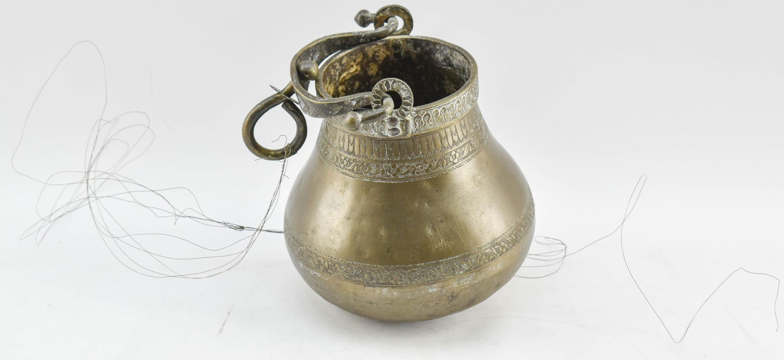 Indian Engraved Brass Hanging Pot (1 of 9)