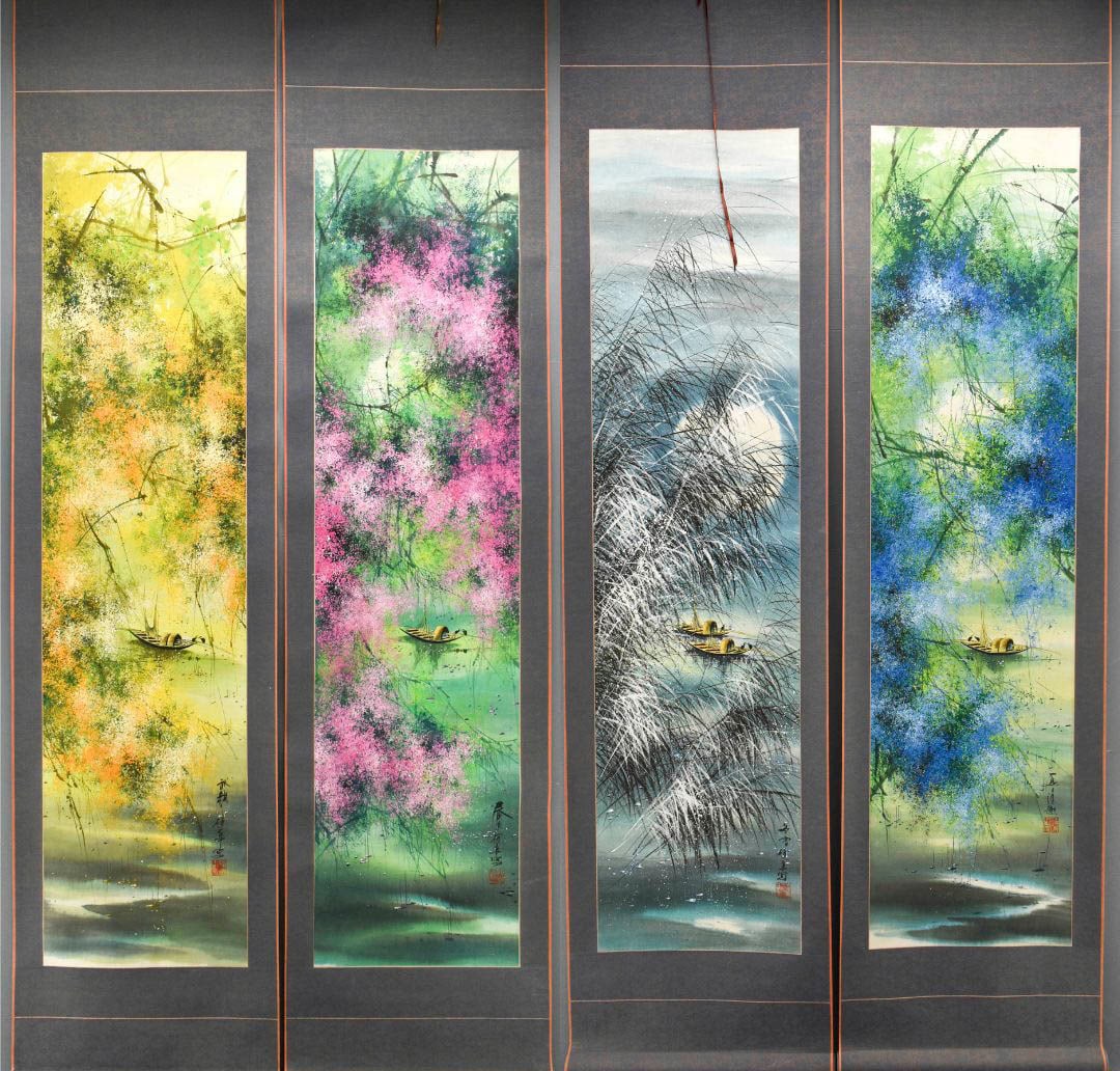 Chinese School Scroll Paintings, 4 Seasons (1 of 14)