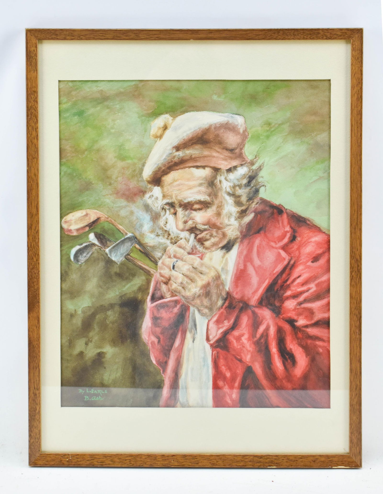 Smoking Golfer Gouache Painting (1 of 7)