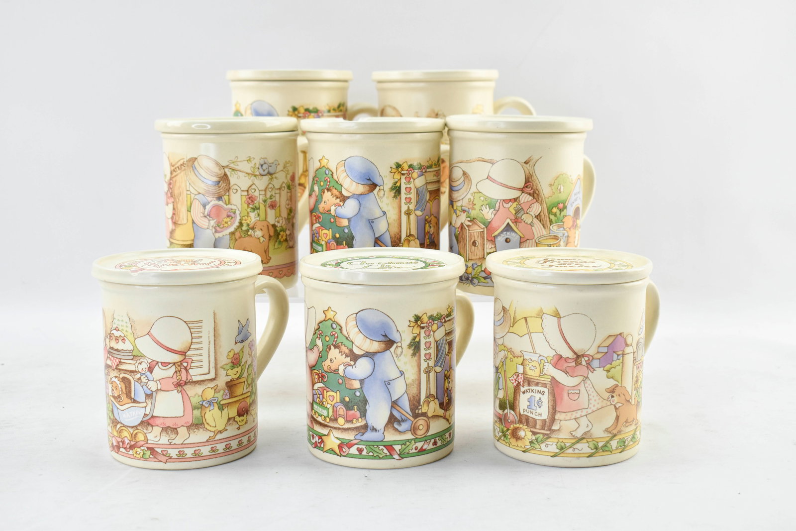 Vintage 16-Piece Country Kids Collector's Mug and Coaster Set (1 of 12)