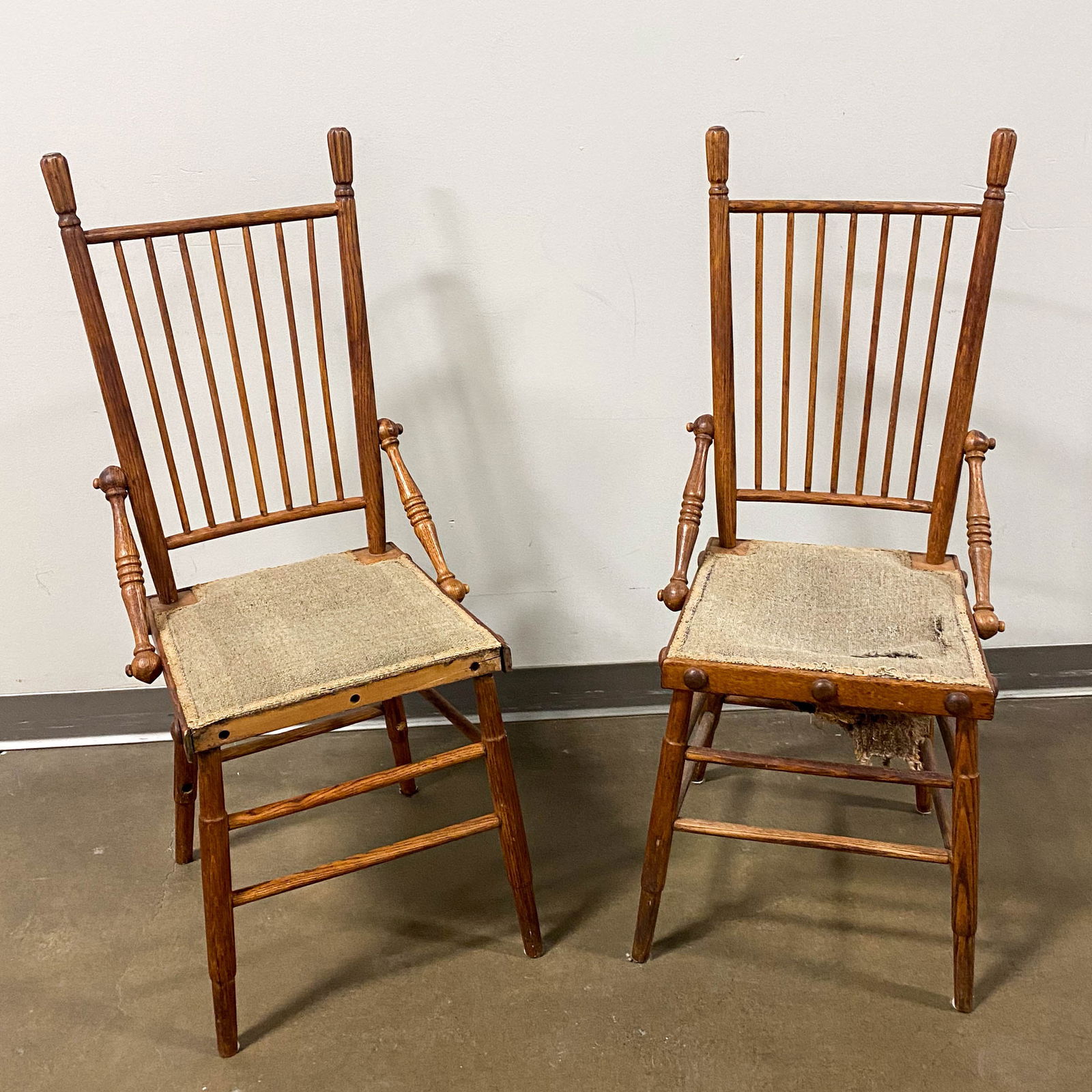 Pair of Antique Wooden Spindle Back Chairs (1 of 10)