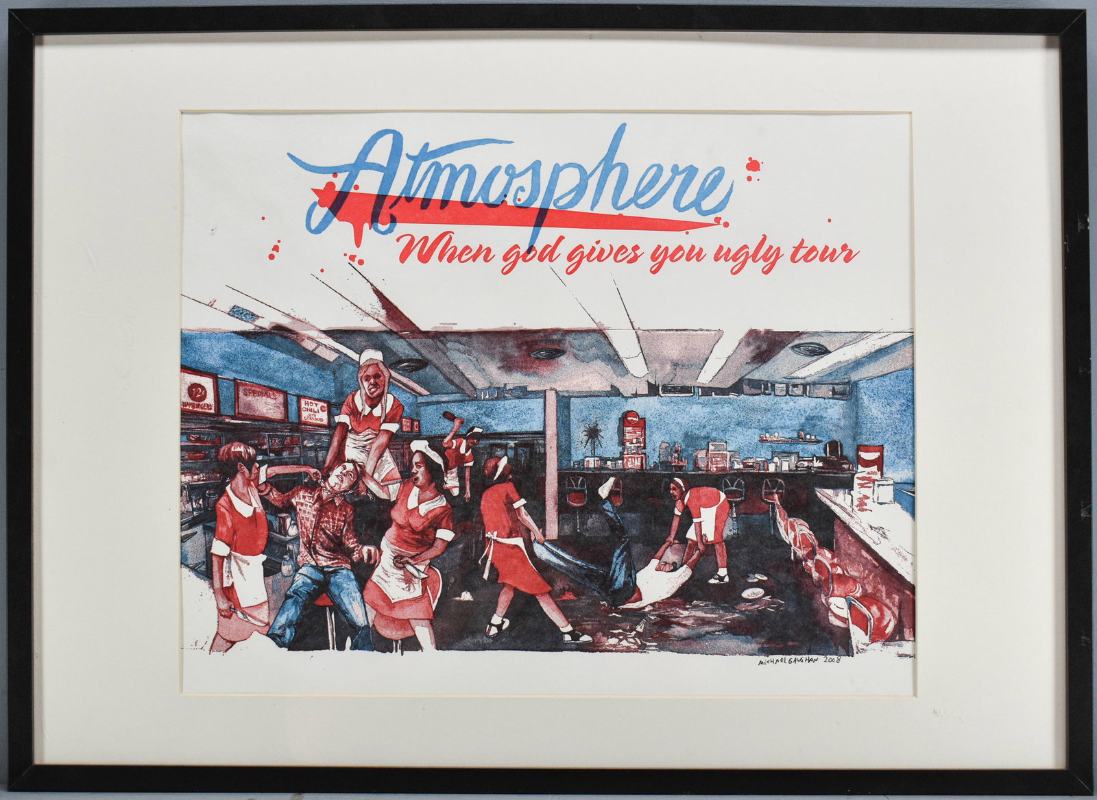 Atmosphere 'When God Gives You Ugly' Tour Poster: Tour poster for the 2009 tour celebrating the re-release of hip-hop duo Atmosphere's 2002 album "God Gives You Ugly and their 2008 album "When Life Gives You Lemons, Paint That S*** Gold." Poster artw