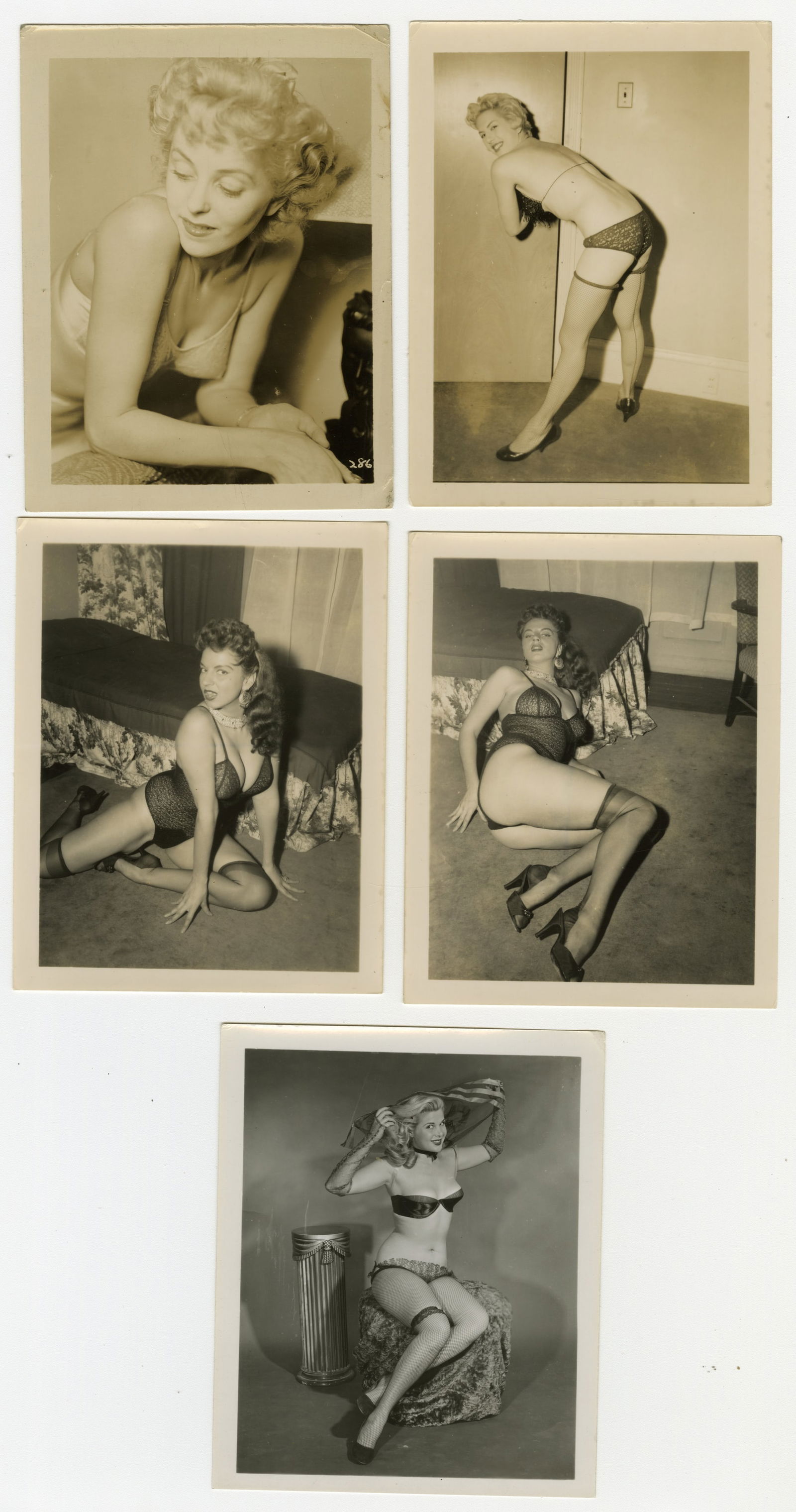 Lot of 5 Vintage 1950s Pin Up Photographs Risque Lingerie Models (1 of 6)