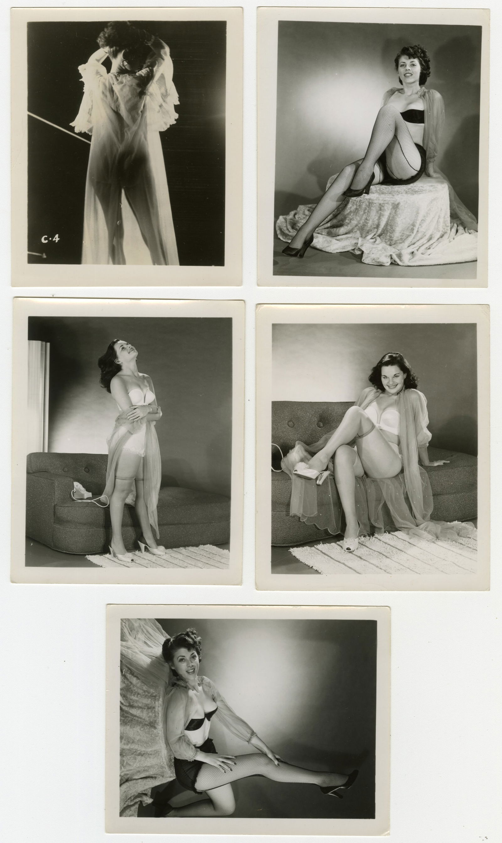 Lot of 5 Vintage 1950s Pin Up Photographs Risque Lingerie Models (1 of 6)