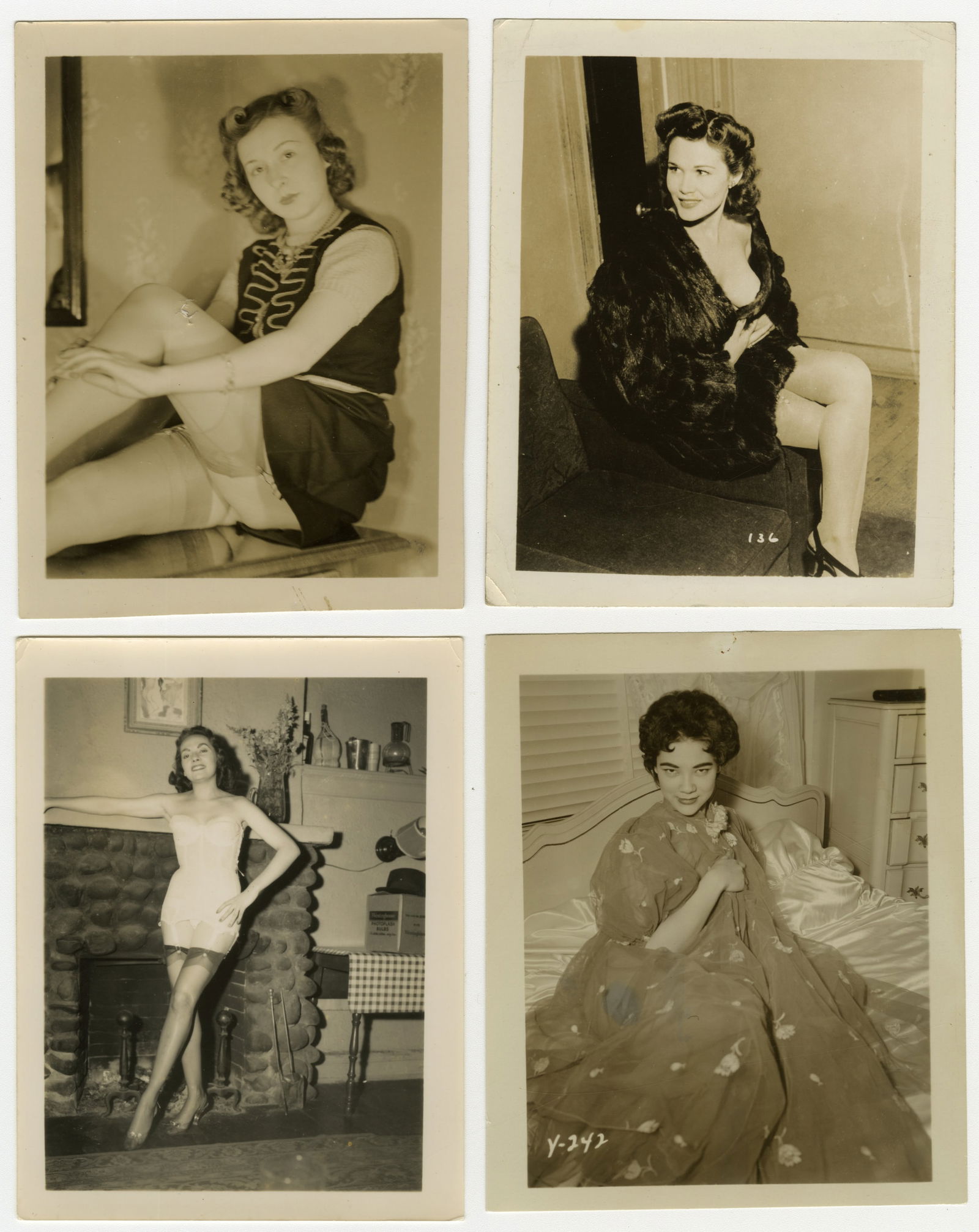 Lot of 4 Vintage 1950s Pin Up Photographs Risque Pretty Models (1 of 5)