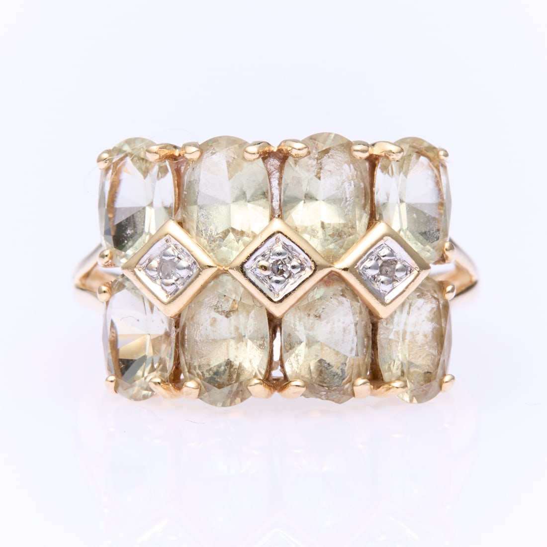 Thai 14K Gold Diamond Ring, Sz 6 (1 of 4)