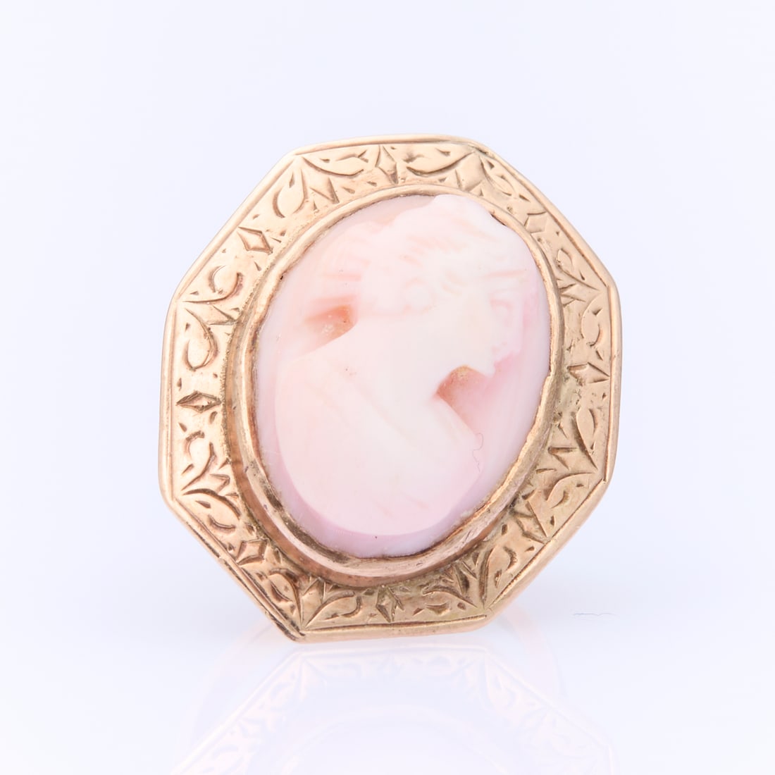 14K Gold Stone Cameo Ring, Sz 6 (1 of 4)