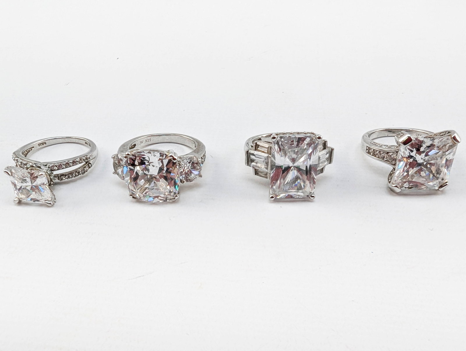 4 Rhodium Plated Sterling Rings, Sz 5 (1 of 6)