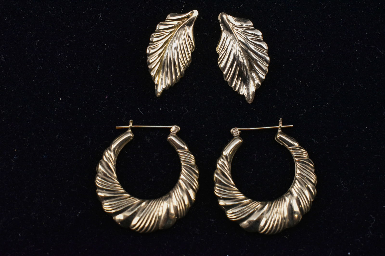Two Pair 14K Gold Earrings (1 of 6)