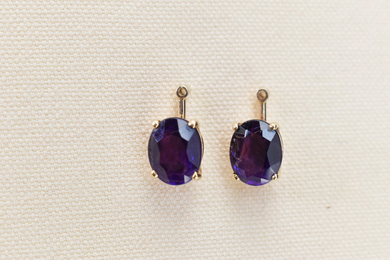 14K Gold Amethyst Earrings, No Posts (1 of 4)
