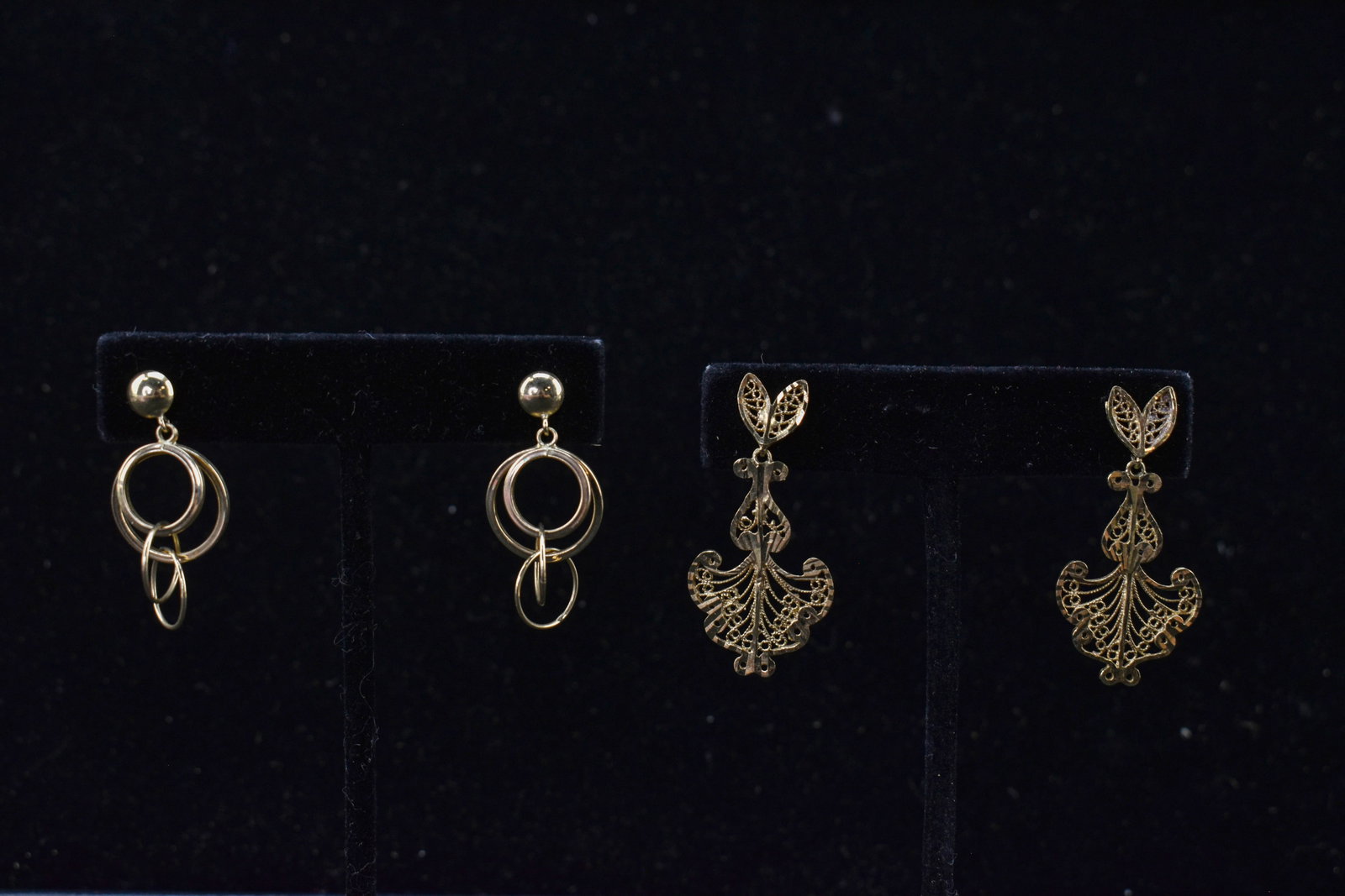 Two Pair Yellow Gold Dangling Earrings (1 of 6)