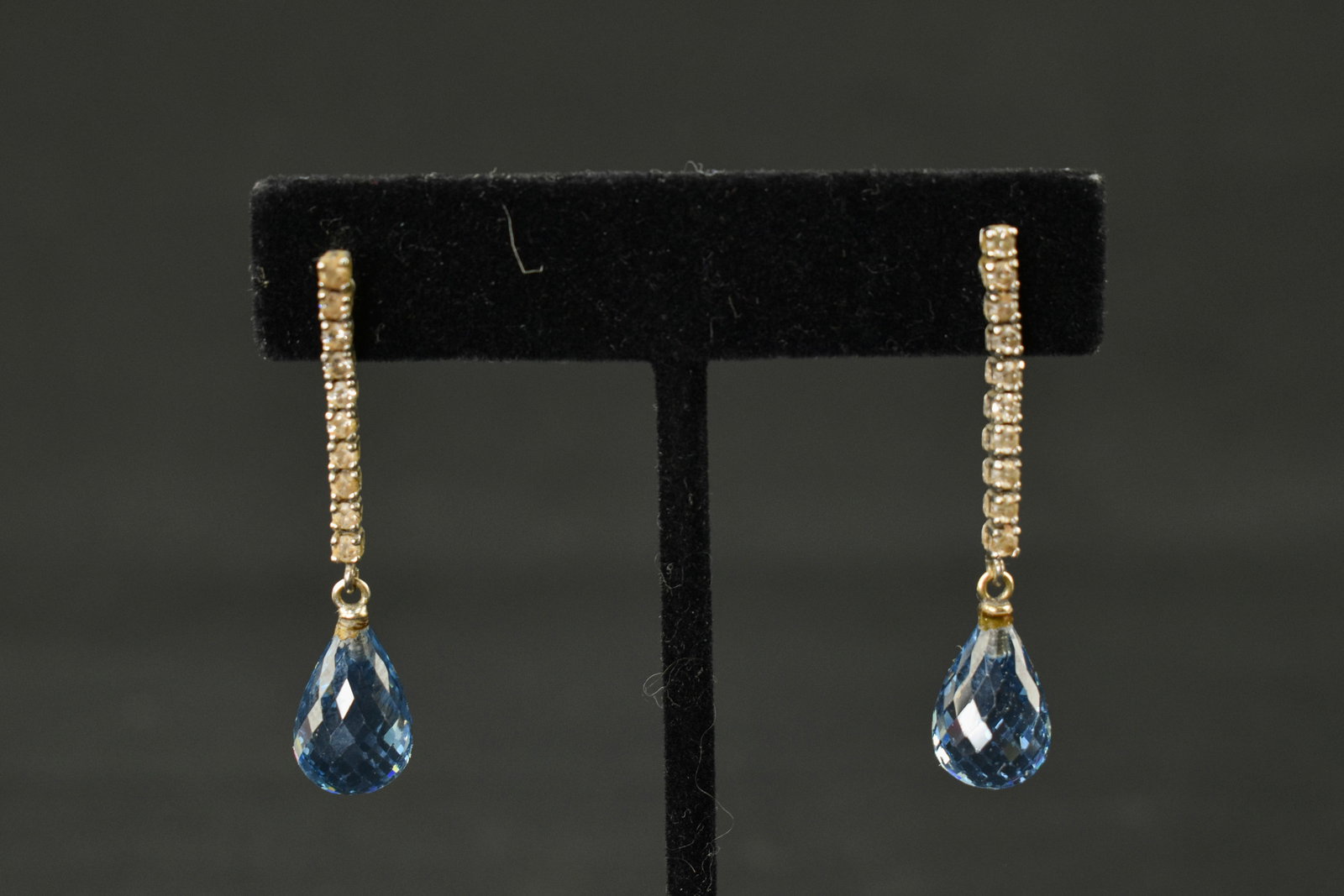14K White Gold Blue Topaz & Diamond Earrings (1 of 5)
