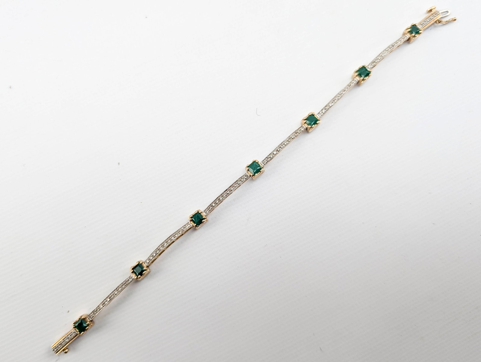 14K Gold Emerald & Diamond Bracelet (1 of 7)