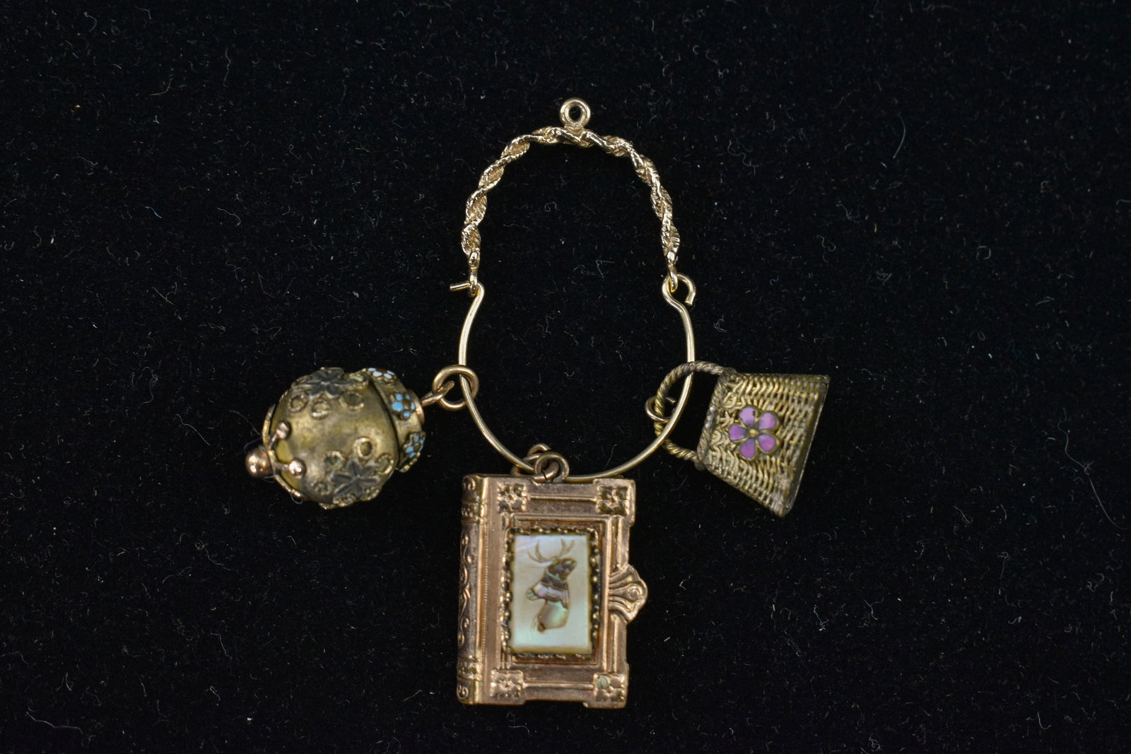 Gold Charm Holder with 3 Charms (1 of 8)