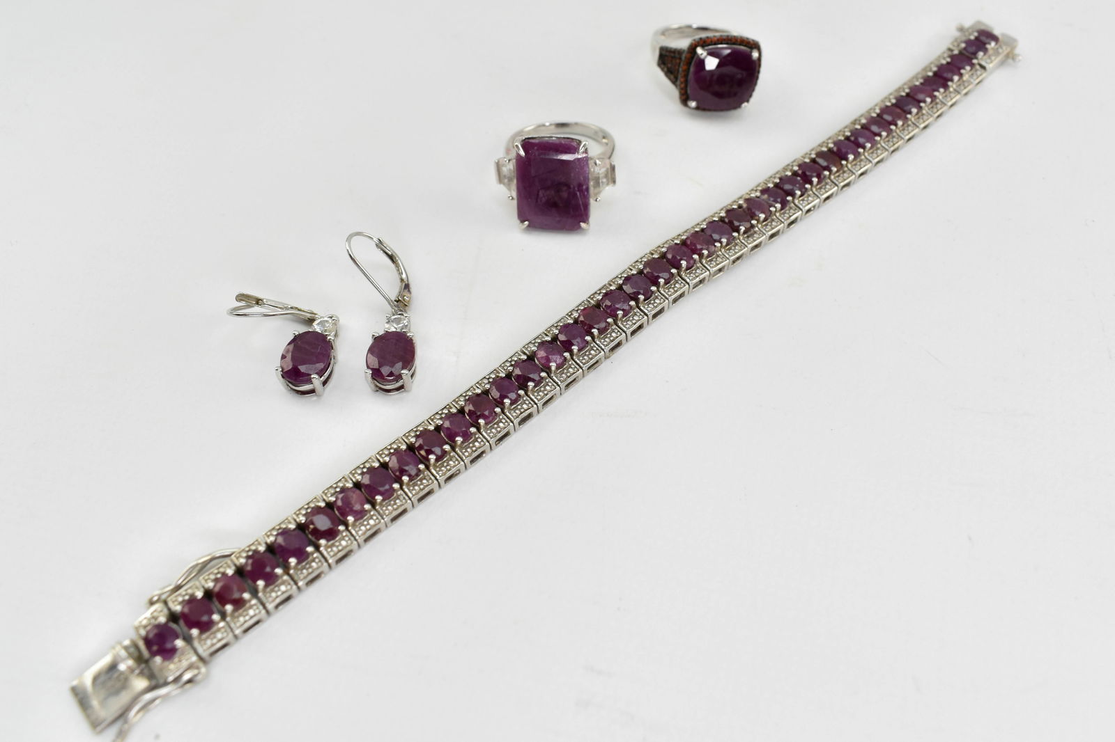 Group Rhodium Plated Sterling Silver Jewelry, Purple (1 of 7)