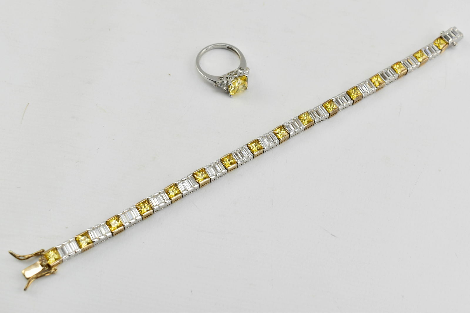 Sterling Silver Ring & Bracelet, Yellow Stones (1 of 5)