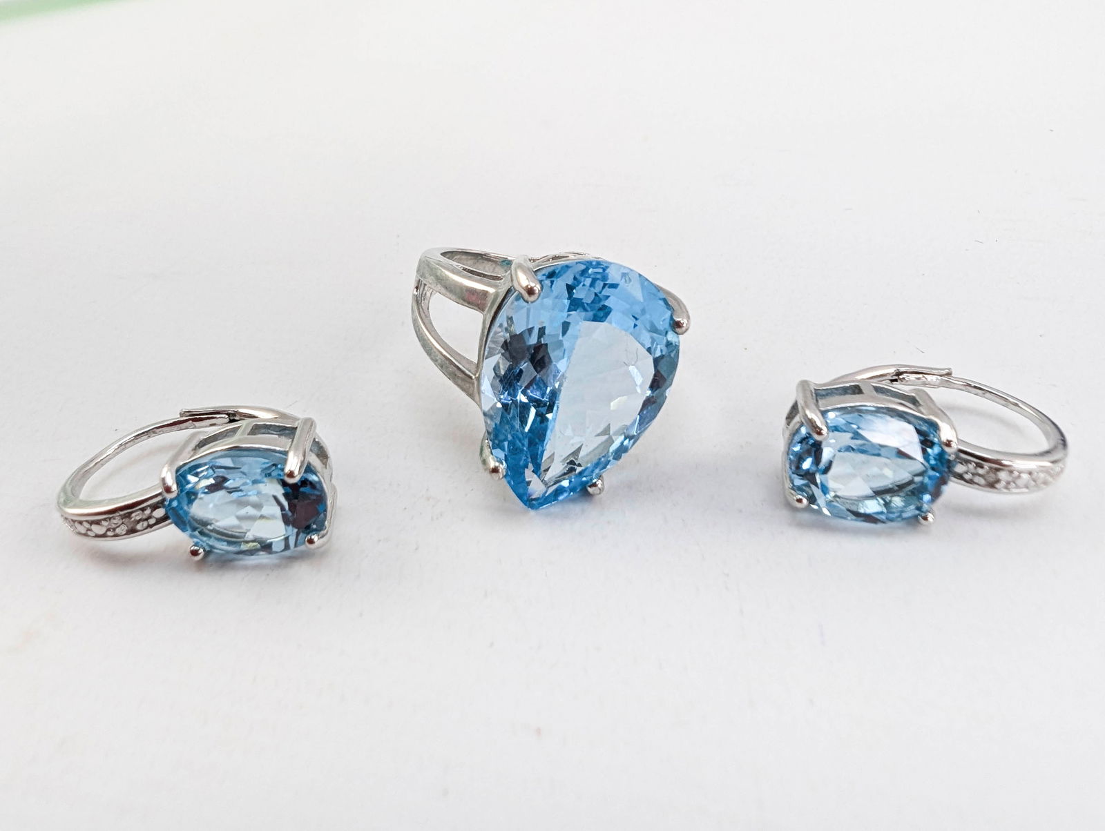 Sterling Silver Ring (Sz. 5) and Earrings, Sky Blue (1 of 5)