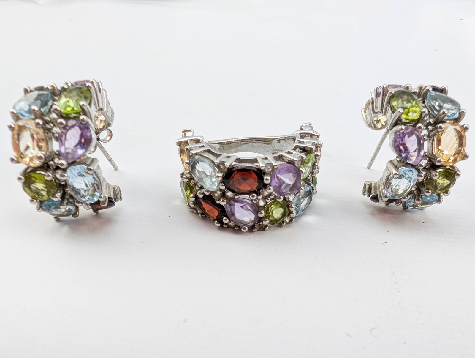 Multicolored Ring and Earrings Set, Sterling (1 of 6)