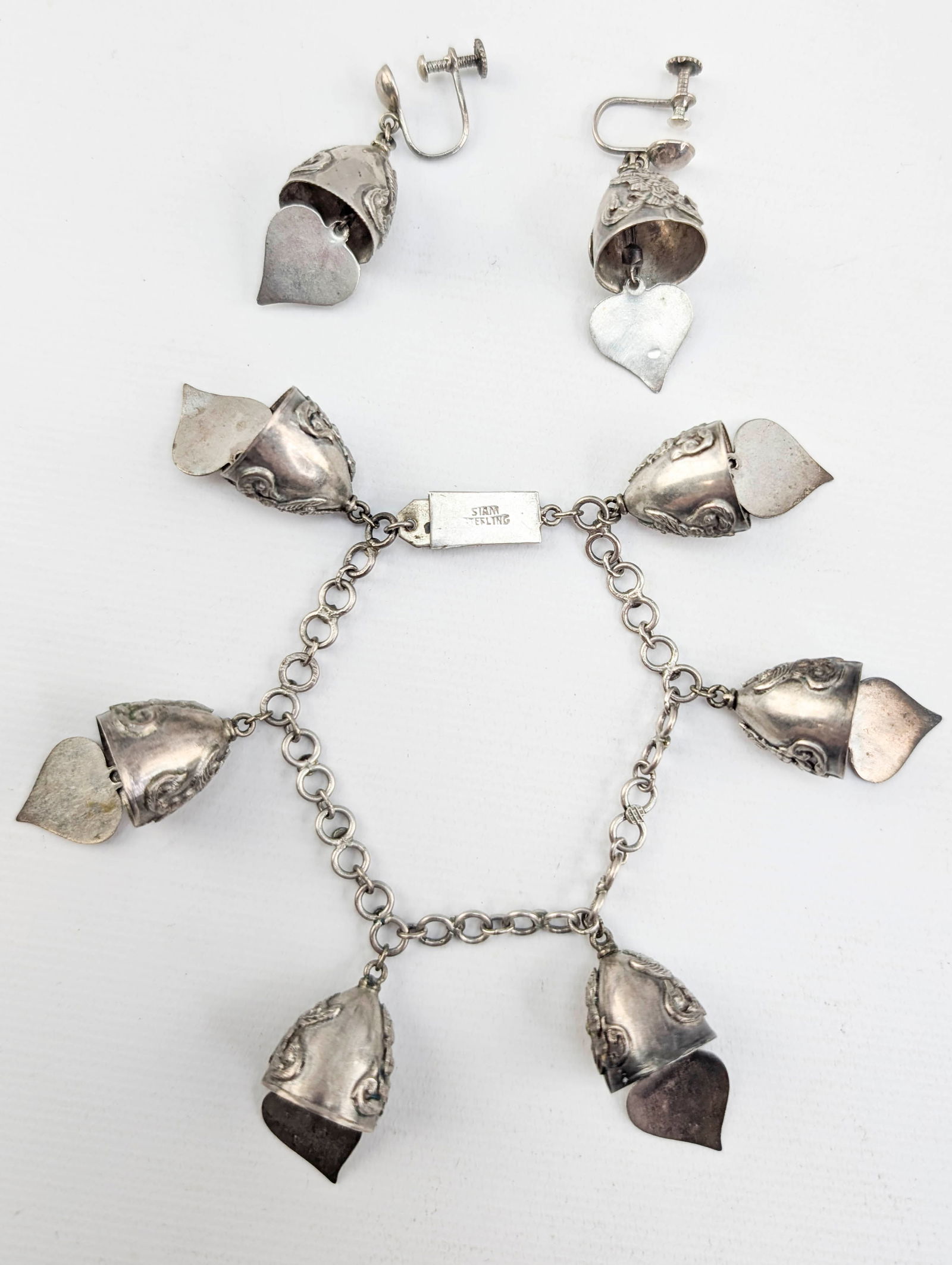 Sterling Silver Buddha Earrings & Bracelet (1 of 6)