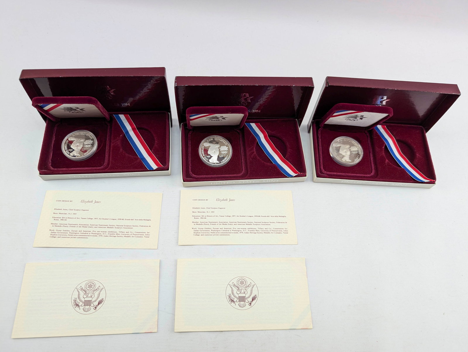 Three 1983-S Silver Dollars, 1984 Los Angeles Olympics (1 of 17)