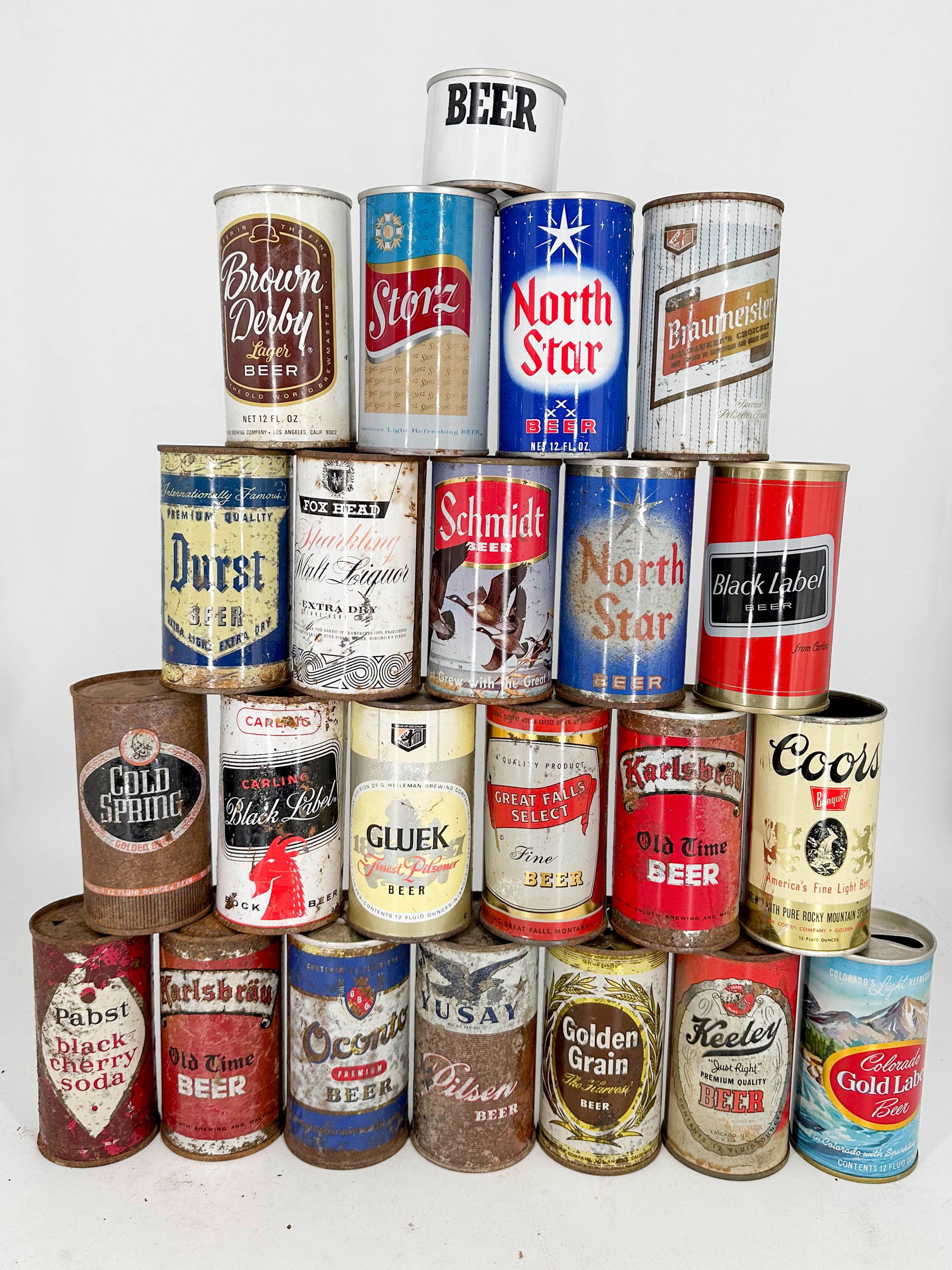 Assortment of 23 Vintage Beer Cans from Brands Including Golden Grain, Oconto Premium, Karlsbrau (1 of 9)