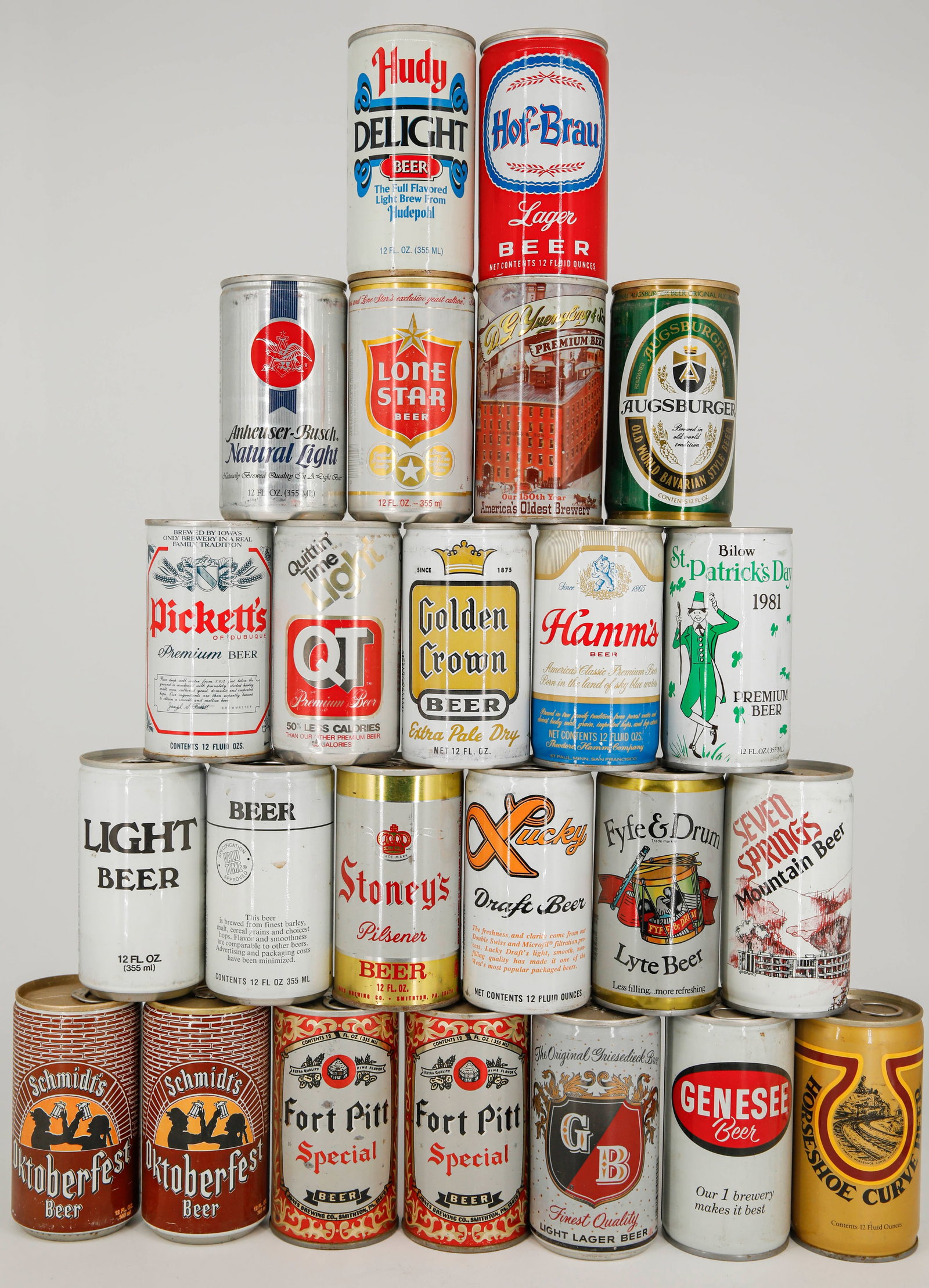 Assortment of 24 Vintage Beer Cans from Brands Including Schmidt's, Hamm's & Bilow (1 of 4)