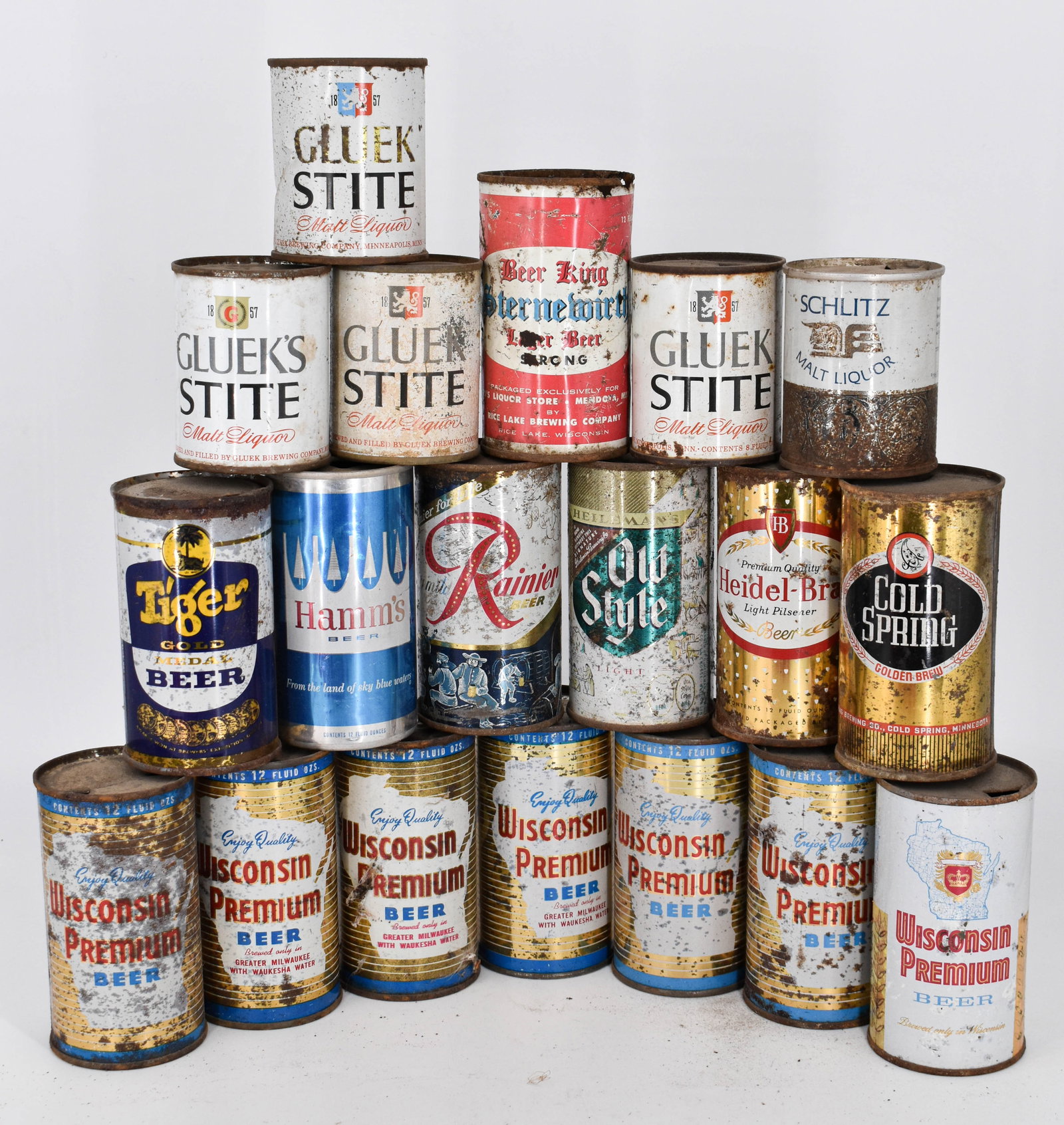 Assortment of 19 Vintage Beer Cans from Brands Including Wisconsin Premium Beer, Hamm's, Tiger Gold  (1 of 10)